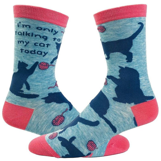 Women's I'm Only Talking To My Cat Today Sock Funny Pet Kitten Animal Footwear Funny Graphic Socks Comfortable Fitted Spandex Cotton