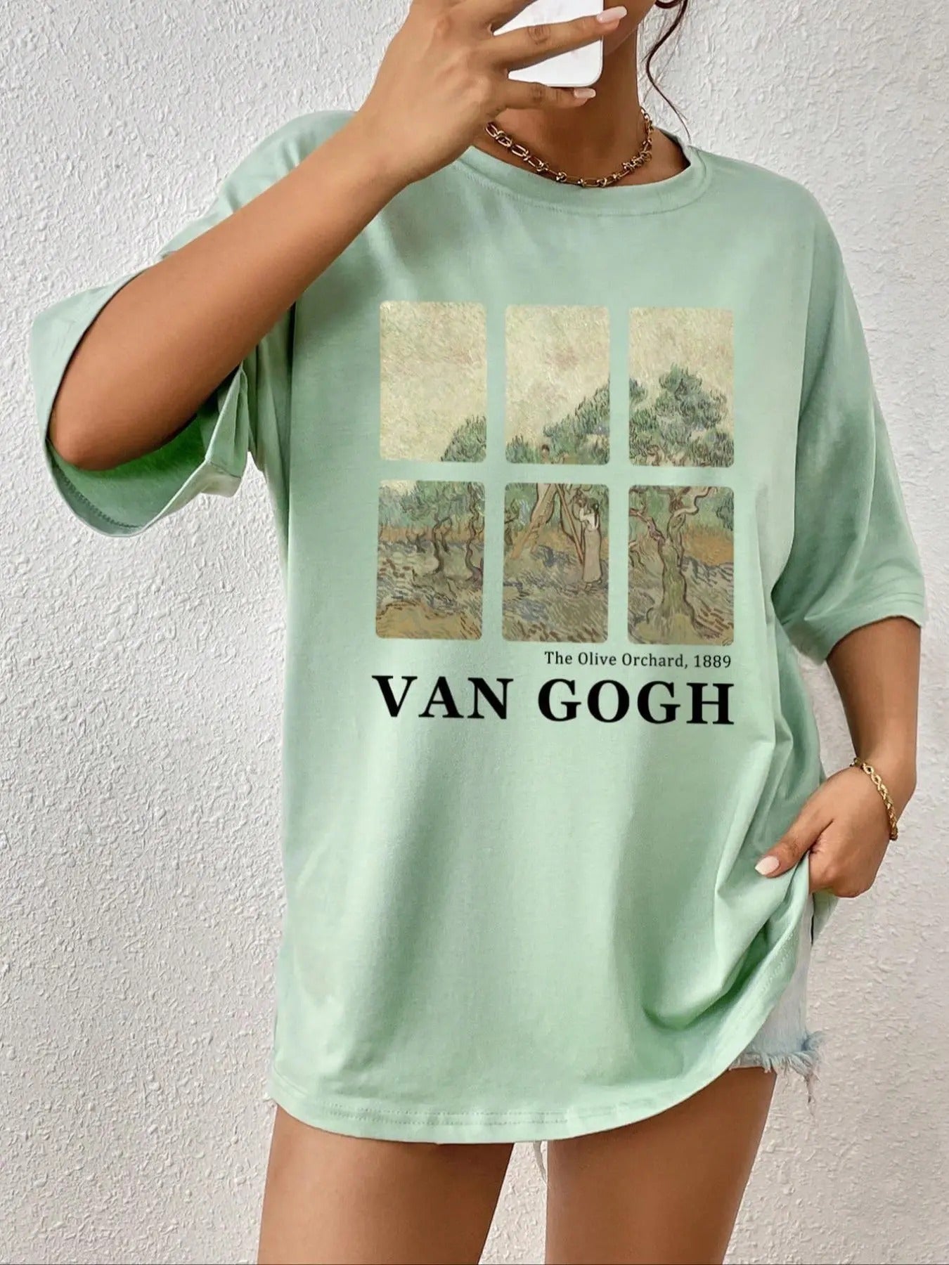 Women's Letter Graphic Round Neck Tee, Vintage Trendy Casual Drop Shoulder Half Sleeve T-shirt for Daily Wear, Graphic Tees, Ladies Summer Outfit