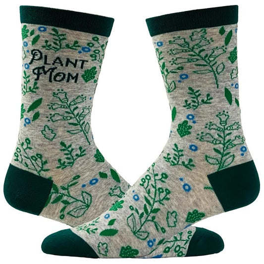 Women's Plant Mom Socks Funny Gardening Flowers Herbs Growing Novelty Graphic Footwear Funny Graphic Socks Comfortable Fitted Spandex Cotton