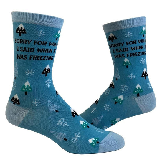 Women's Sorry For What I Said When I Was Freezing Socks Funny Winter Cold Snow Graphic Novelty Footwear Funny Graphic Socks Comfortable Fitted Spandex Cotton
