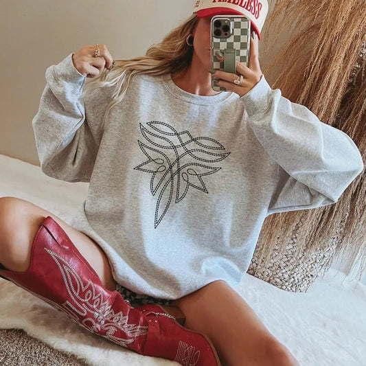 Women's Western Style Boot Stitch Sweatshirt, Cowgirl shirt tops for women, Cowgirl Rodeo, Gift for Her western outfits women, western clothing stuff country girl clothes