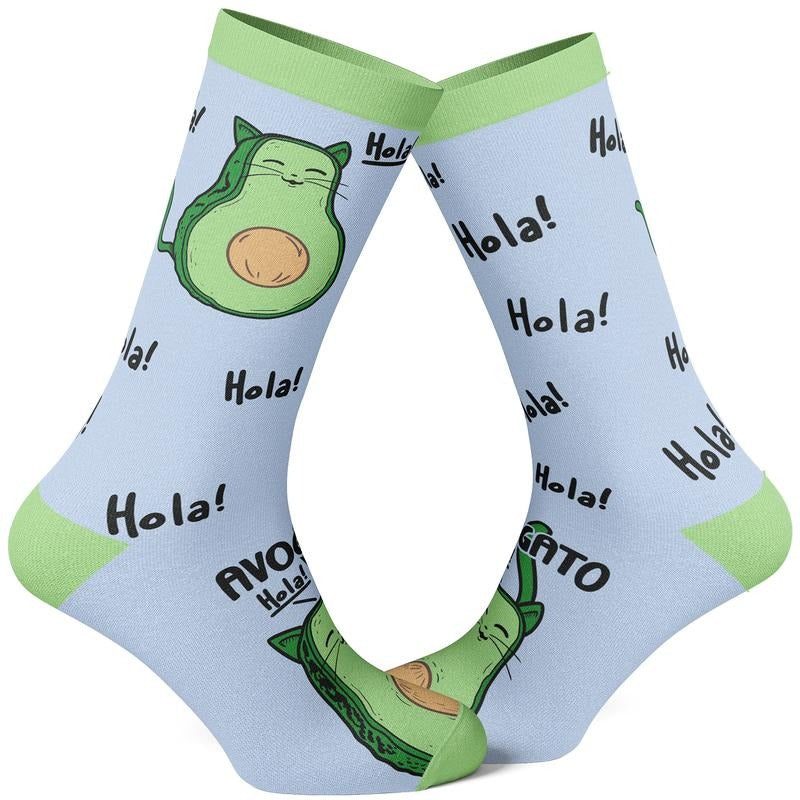Womens Avogato Sock Cat Face Cute Novelty Hilarious Crazy Saying Footwear Funny Graphic Socks Comfortable Fitted Spandex Cotton