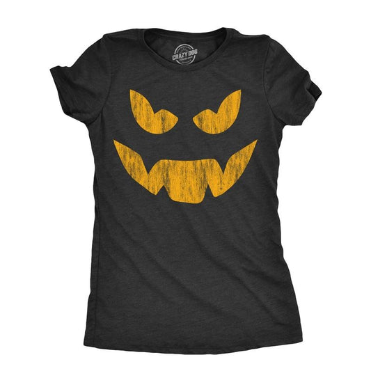 Womens Evil Eddie Pumpkin T Shirt Funny Halloween Jack O Lantern Dark Smile Tee For Ladies Funny Womens T Shirts Cute Slimming Top Comfortable Soft Womenswear Halloween Tops for Women Women's Novelty Black - L