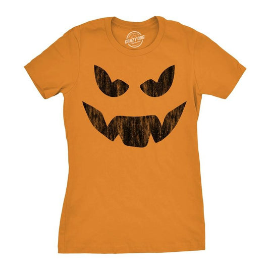 Womens Evil Eddie Pumpkin T Shirt Funny Halloween Jack O Lantern Dark Smile Tee For Ladies Funny Womens T Shirts Cute Slimming Top Comfortable Soft Womenswear Halloween Tops for Women Women's Novelty Orange - XL
