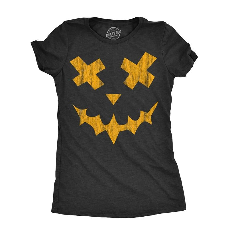 Womens Excellent Xavier Pumpkin T Shirt Funny Halloween Jack O Lantern Freaky Smile Tee For Ladies Funny Womens T Shirts Cute Slimming Top Comfortable Soft Womenswear Halloween Tops for Women Women's Black - XXL