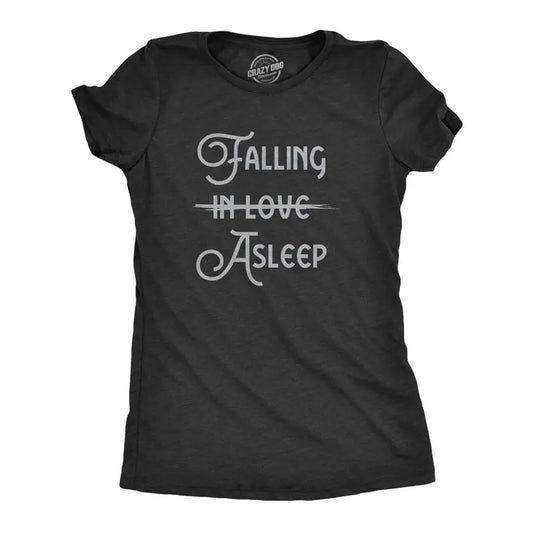 Womens Falling Asleep T Shirt Funny Napping Sleepy Lazy Joke Tee For Ladies Funny Womens T Shirts Cute Slimming Top Comfortable Soft Womenswear Funny Sarcastic Top Women's Novelty Tees Black -
