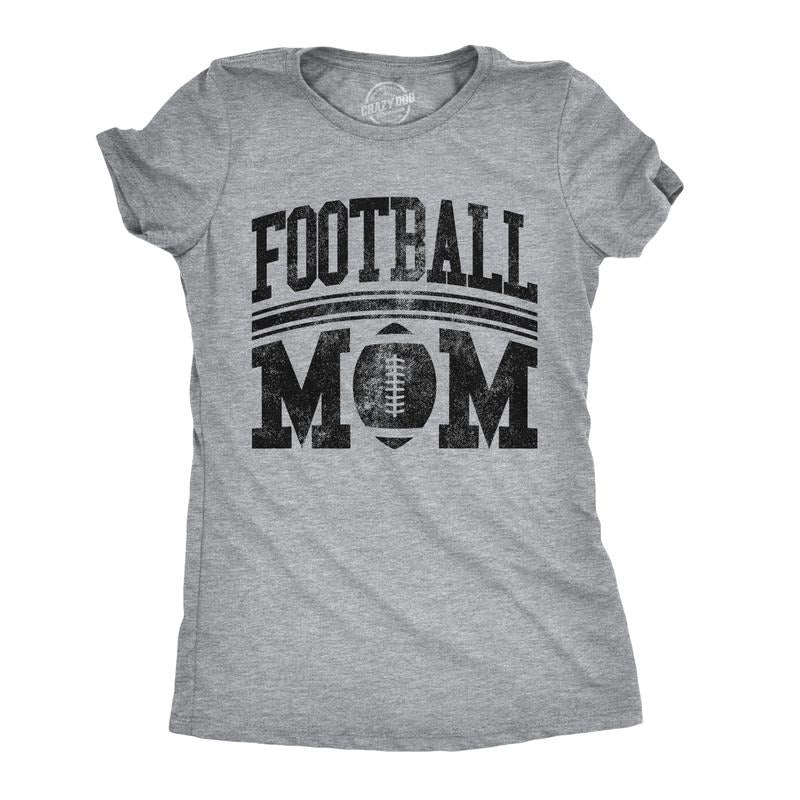 Womens Football Mom T Shirt Cute Sports Parent Tee For Ladies Funny Womens T Shirts Cute Slimming Top Comfortable Soft Womenswear Mother's Day Tops for Women Funny Football Top Women's Novelty Tees Light Grey