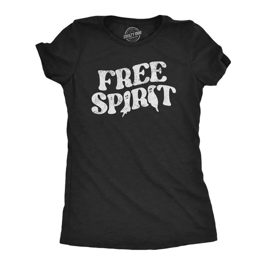 Womens Free Spirit T Shirt Funny Halloween Party Ghost Graphic Novelty Tee For Ladies Funny Womens T Shirts Cute Slimming Top Comfortable Soft Womenswear Halloween Tops for Women Funny Sarcastic Top Black