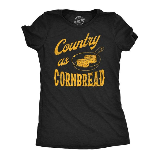 Womens Funny T Shirts Country As Cornbread Sarcastic Southern Graphic Tee for Ladies Funny Womens T Shirts Cute Slimming Top Black -