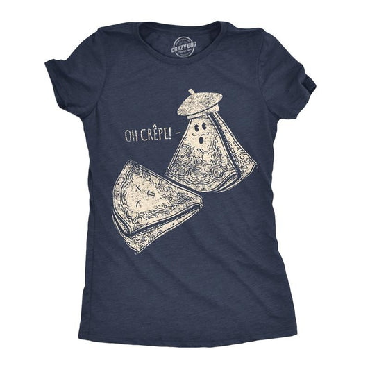 Womens Funny T Shirts Oh Crepe Sarcastic Graphic Novelty Tee For Ladies Funny Womens T Shirts Cute Slimming Top Comfortable Soft Womenswear Sarcastic Tops for Women Funny Food Top Women's Novelty Tees Navy - Oh