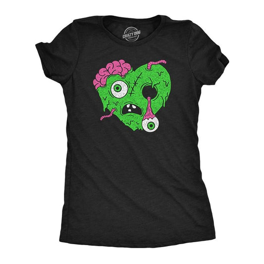Womens Funny T Shirts Zombie Heart Sarcastic Halloween Graphic Novelty Tee For Ladies Funny Womens T Shirts Cute Slimming Top Comfortable Soft Womenswear Halloween Tops for Women Funny Zombie Top Black -