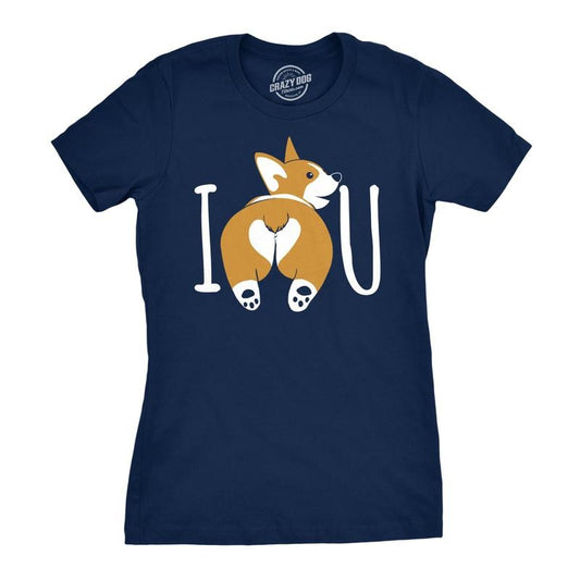 Womens I Corgi Butt You T Shirt Funny Dog Lover Tee For Ladies Funny Womens T Shirts Cute Slimming Top Comfortable Soft Womenswear Funny Dog Top Women's Novelty Tees Navy