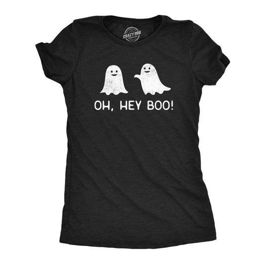 Womens Oh Hey Boo T Shirt Funny Halloween Party Ghost Relationship Tee for Ladies Funny Womens T Shirts Cute Slimming Top Comfortable Soft Womenswear Halloween Tops for Women Funny Sarcastic Top Black -