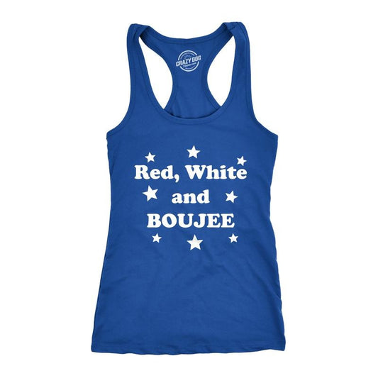 Womens Red White and Boujee Funny Shirts Workout Sleeveless Ladies Fitness Tank Top Funny Racerback Tank Cute Slimming Tank tops