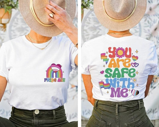 You Are Safe With Me Shirt, Pride Ally Shirt, Ally T Shirt, Shirt For Ally, Gay Pride Shirt, Pride Ally Rainbow, Gift For Pride Tee