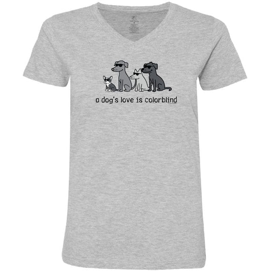 A Dog's Love Is Colorblind - Ladies T-Shirt V-Neck