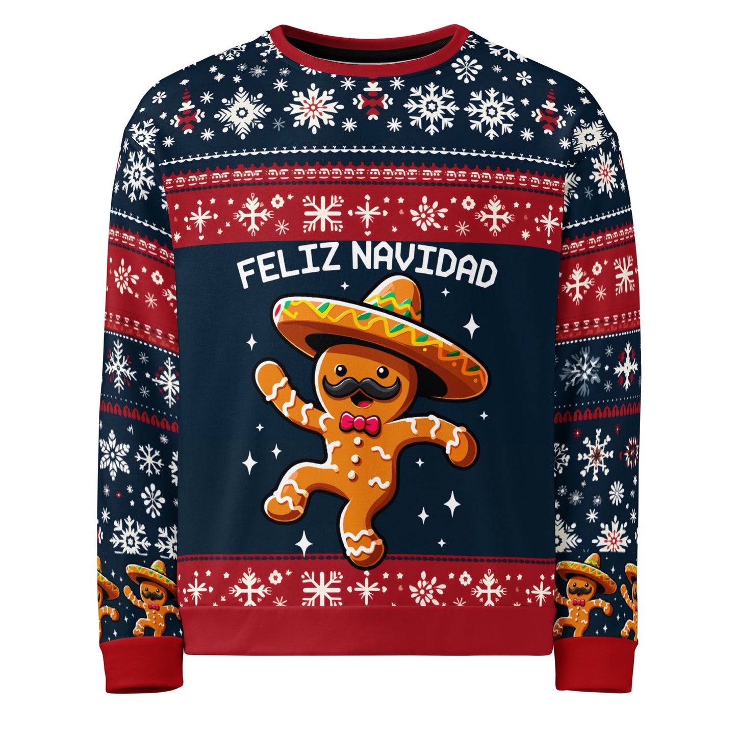 Gingerbread Cookie with Sombrero Feliz Navidad Sweatshirt