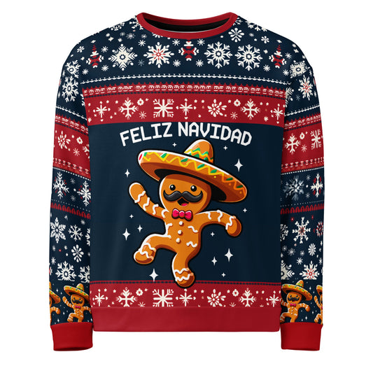 Gingerbread Cookie with Sombrero Feliz Navidad Sweatshirt