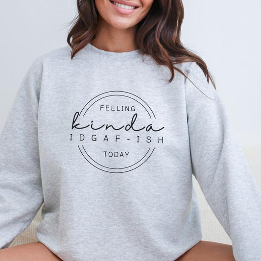 Imperial The Label – Feeling Kinda IDGAFish Printed Design – For Bold, Sarcastic, Unbothered Vibes – Unisex Oversized Crewneck Sweatshirt & Comfort Colors T-Shirt – Cozy, Comfy Streetwear – High-Quality Print, Relaxed Fit Graphic Statement Tee