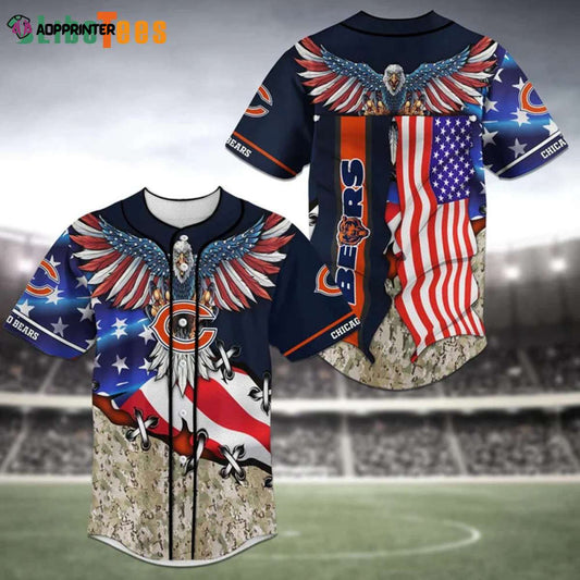 Chicago Bears Baseball Jersey American Flag And Eagle, Chicago Bear Gift Ideas - Perfect Gifts For Your Loved Ones Jersey Shirt - Aopprinter