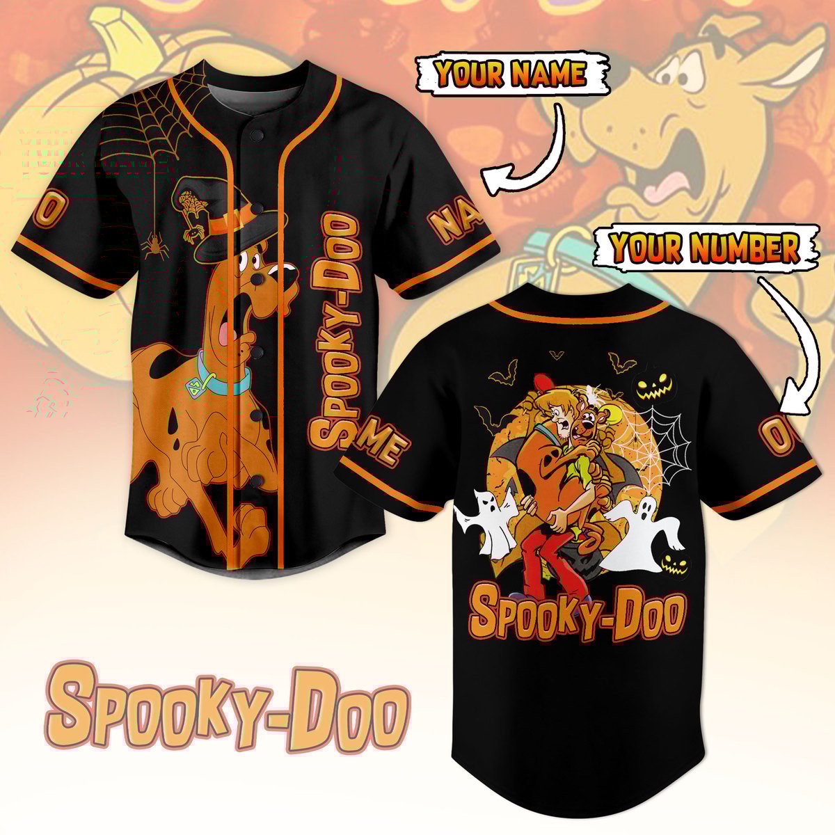 Custom Funny Scooby Doo Halloween Black Baseball Jersey