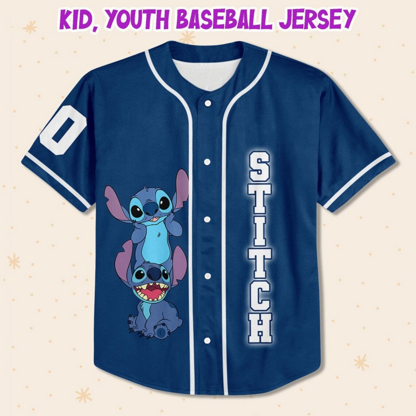 Custom Name And Number Disney Funny Naughty Stitch Blue Baseball Jersey