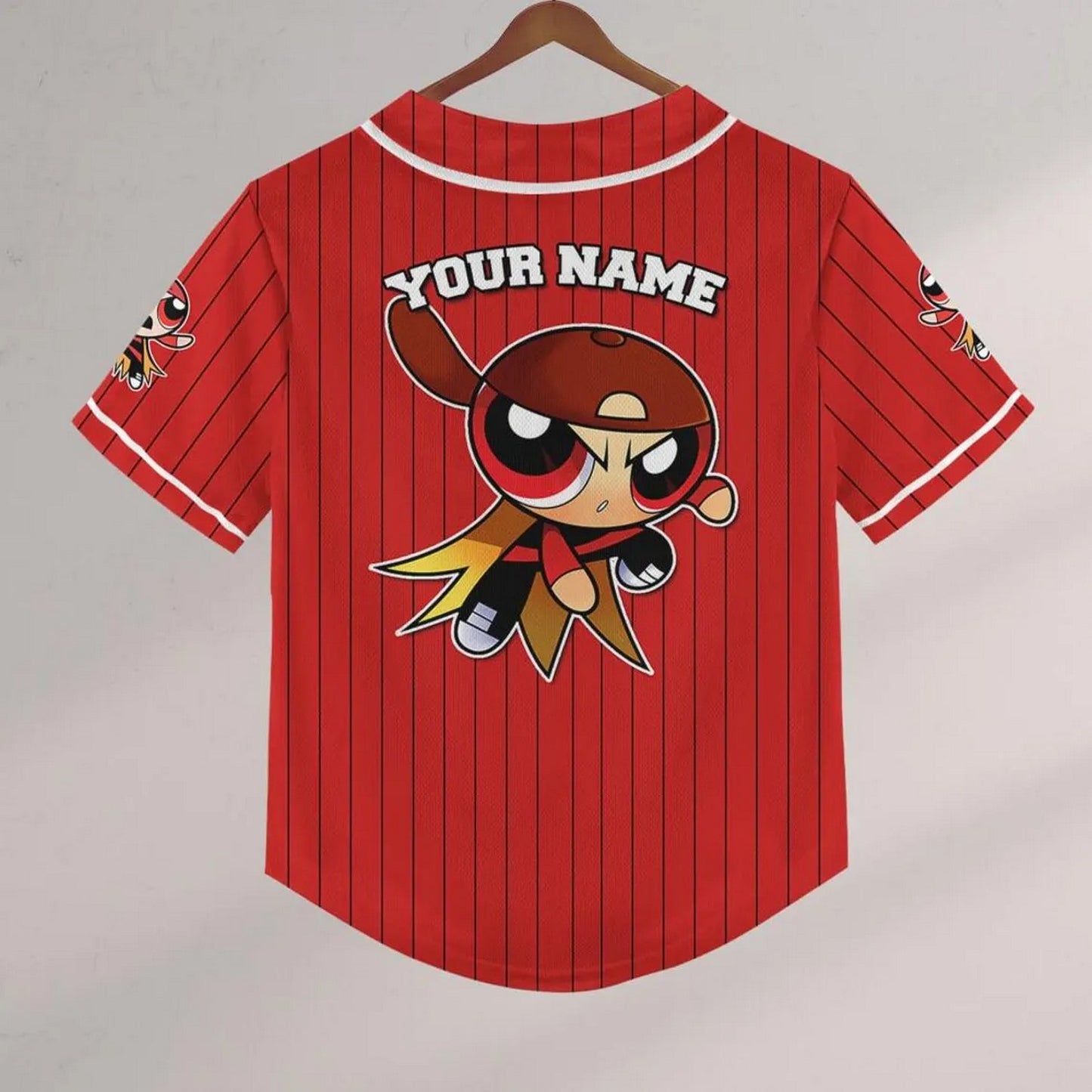 Custom Name Brick Funny Powerpuff Girls 90s Red Baseball Jersey