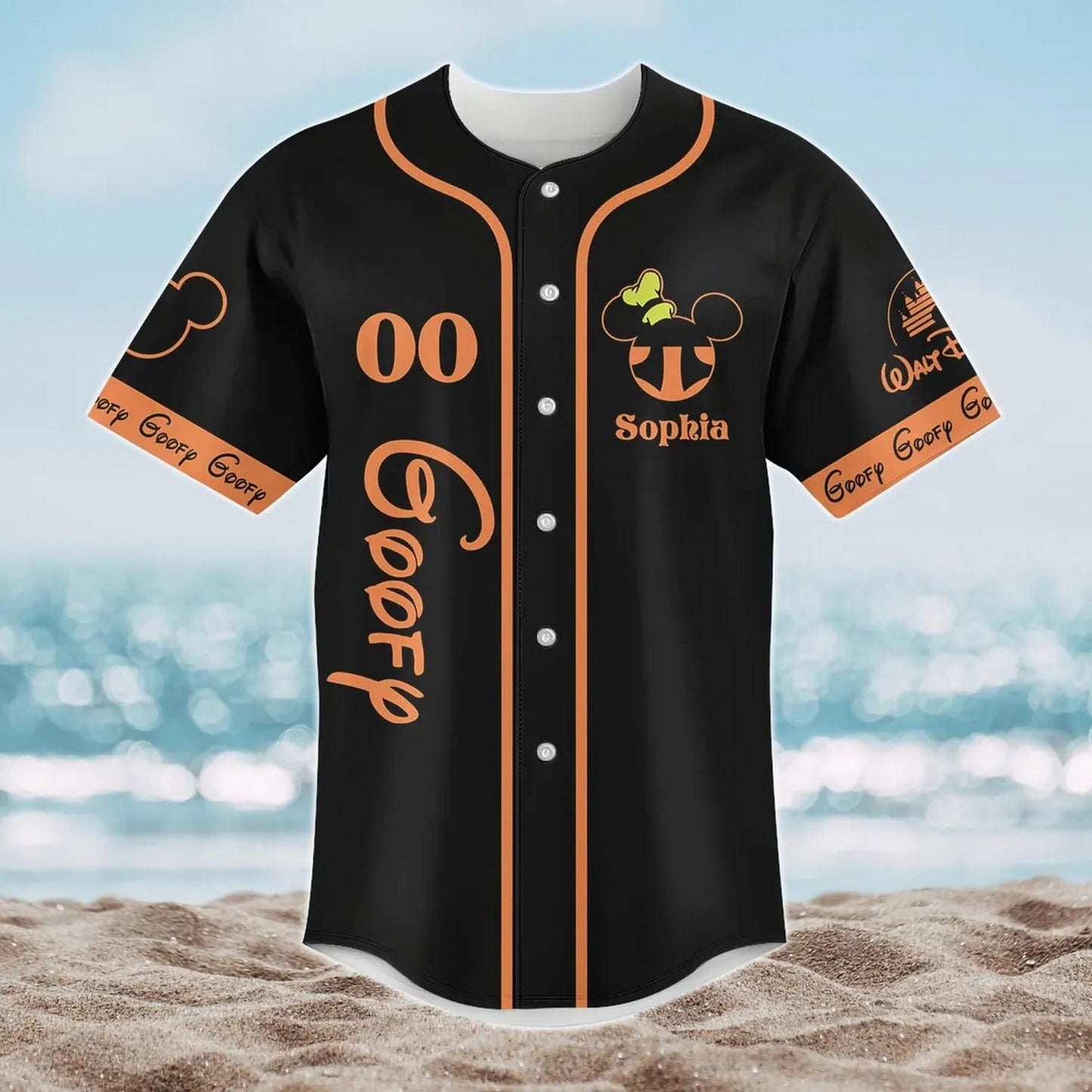 Custom Name Disney Funny Goofy Black Baseball Jersey
