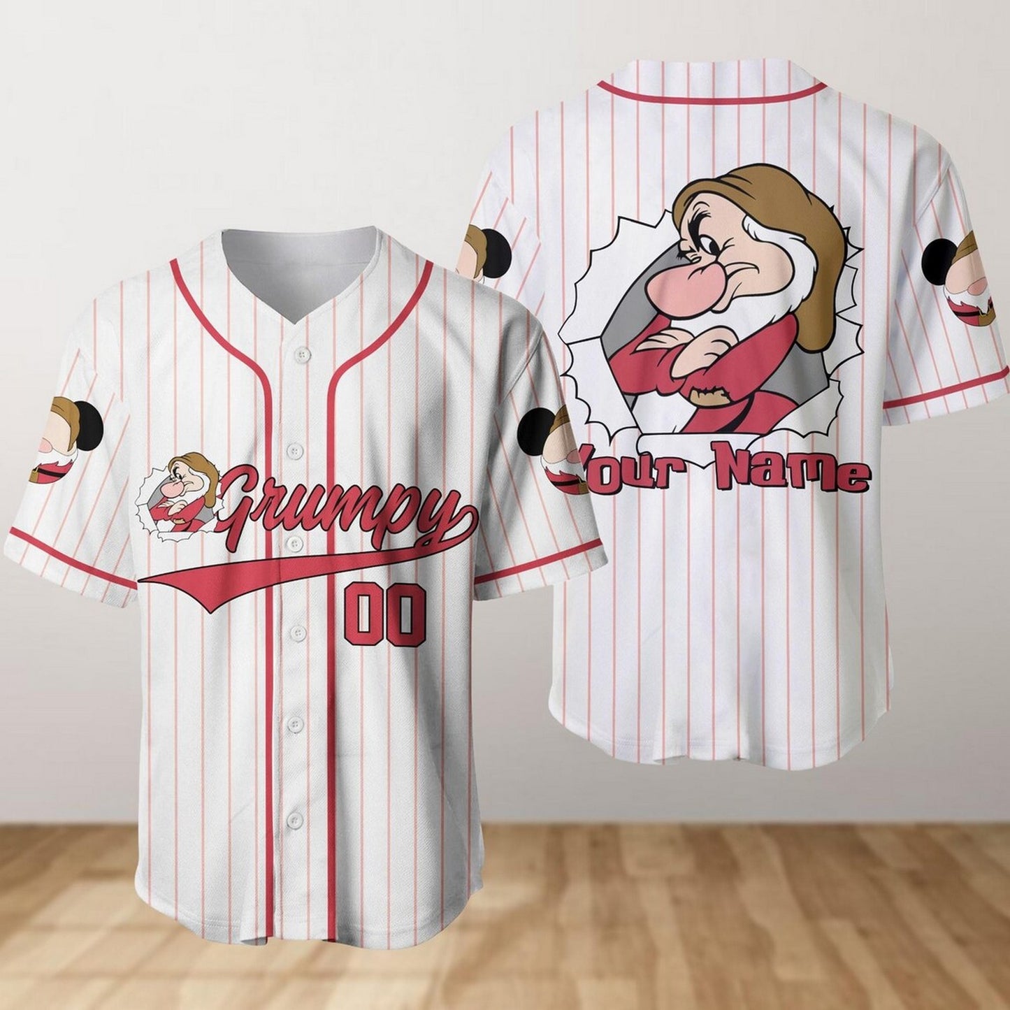 Custom Name Funny Grumpy White Baseball Jersey