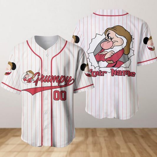 Custom Name Funny Grumpy White Baseball Jersey