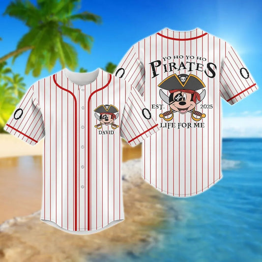 Custom Name Funny Mickey Captain Pirate Baseball Jersey