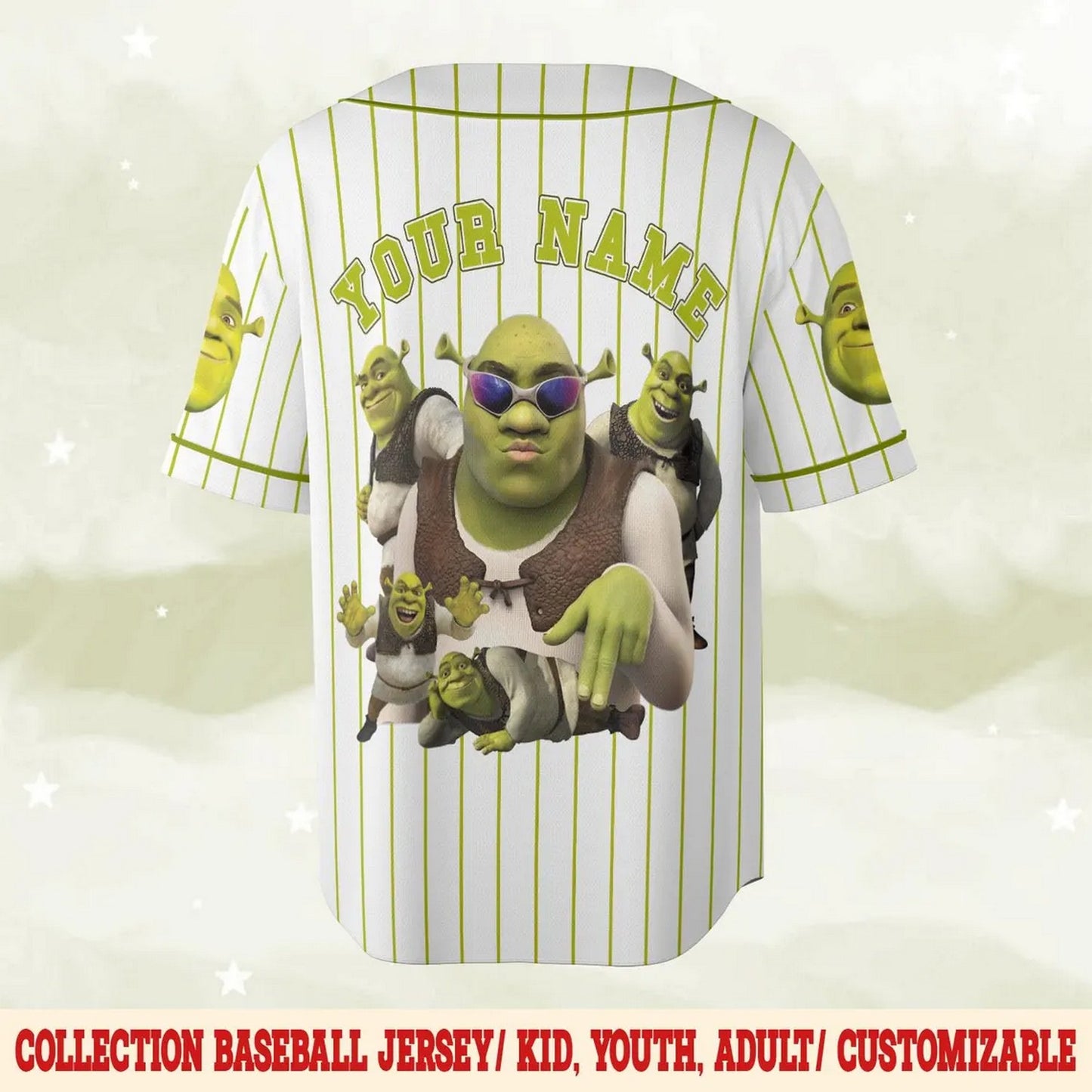 Custom Name Funny Shrek Baseball Jersey