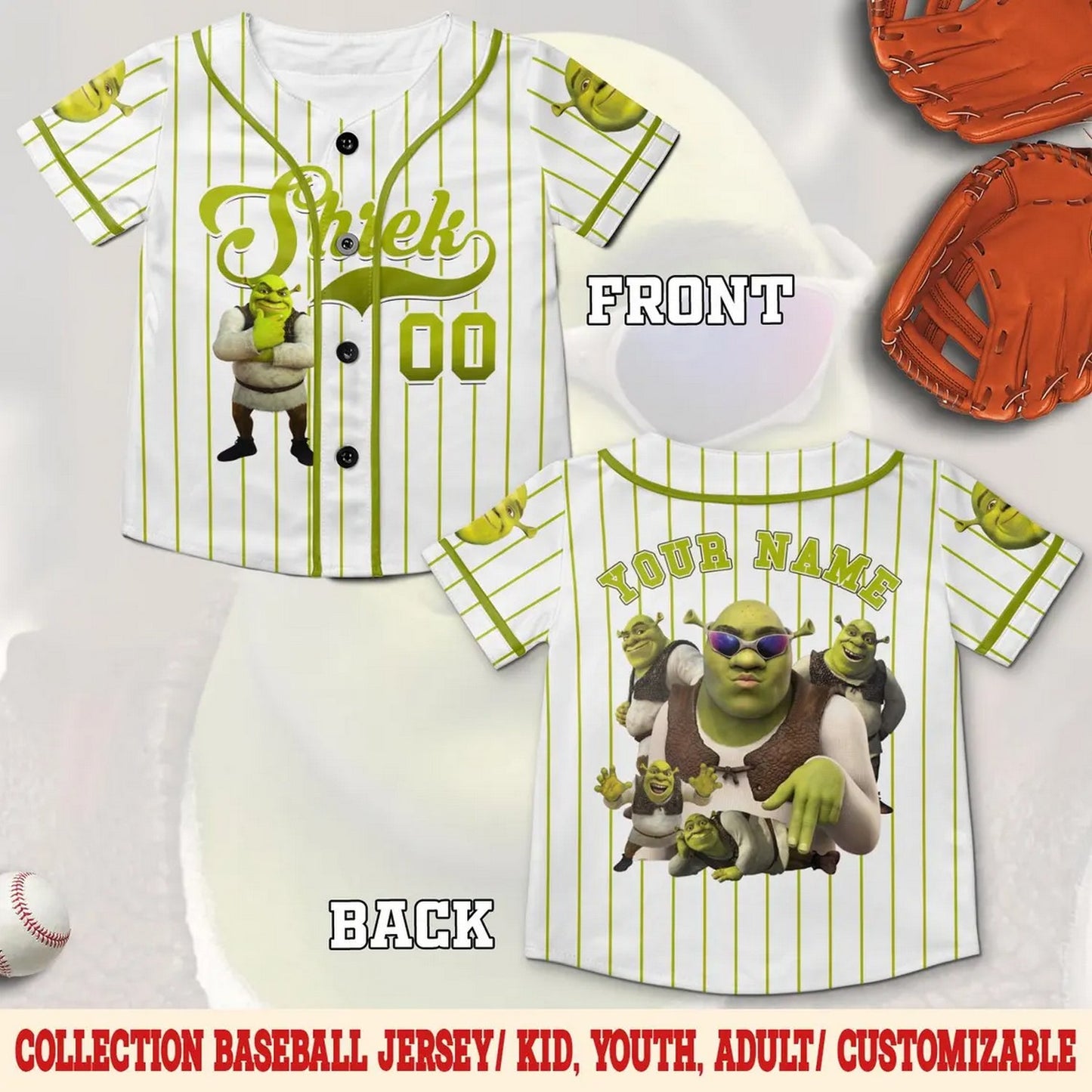 Custom Name Funny Shrek Baseball Jersey