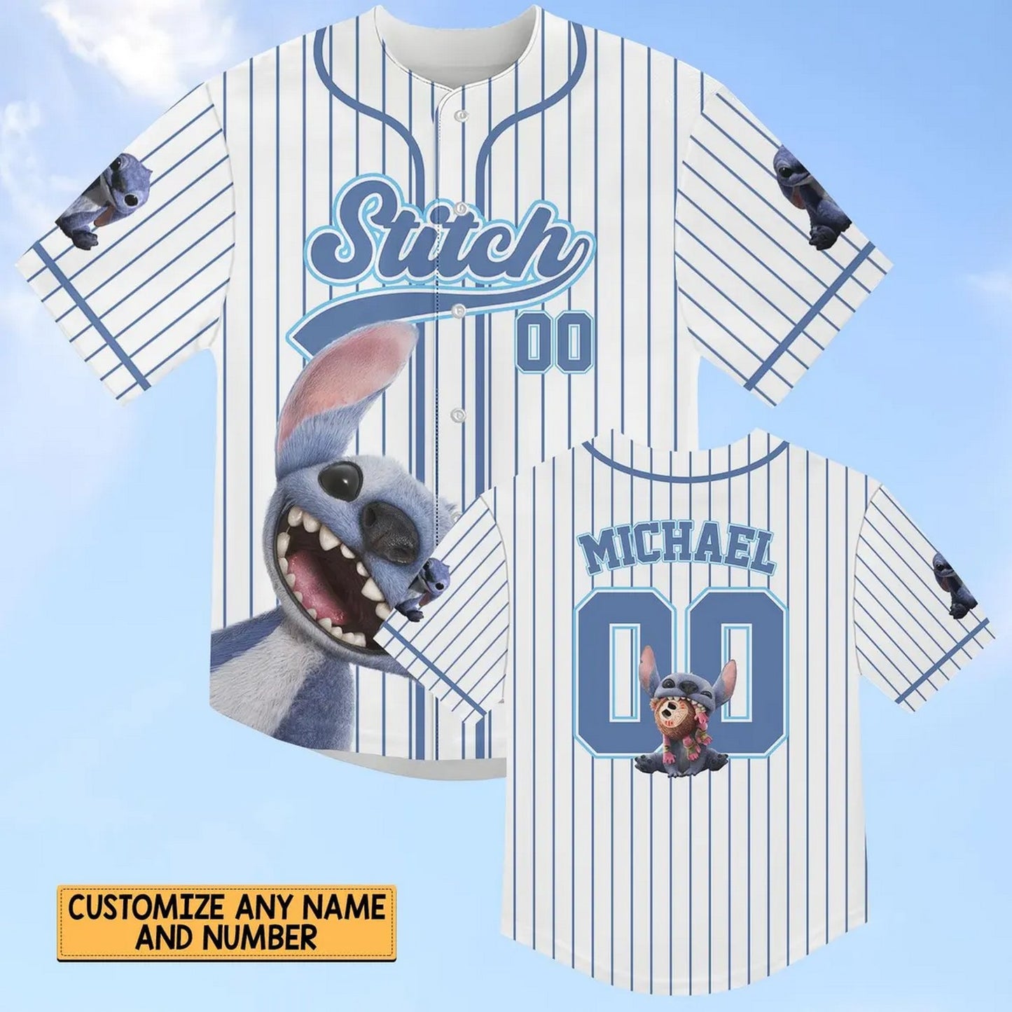 Custom Name Funny Stitch 2025 White Baseball Jersey