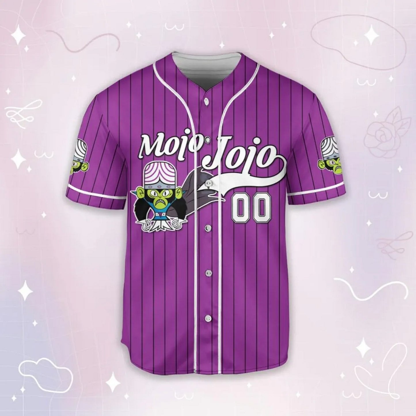Custom Name Mojo Jojo Funny Powerpuff Girls 90s Violet Baseball Jersey