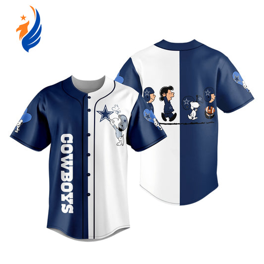 Dallas Cowboys Jersey Dallas Cowboys Symbol American Football Snoopy Characters White Blue Jersey Shirt For Men Dallas Cowboys Baseball Jersey - Gift for Women Men - Bafud