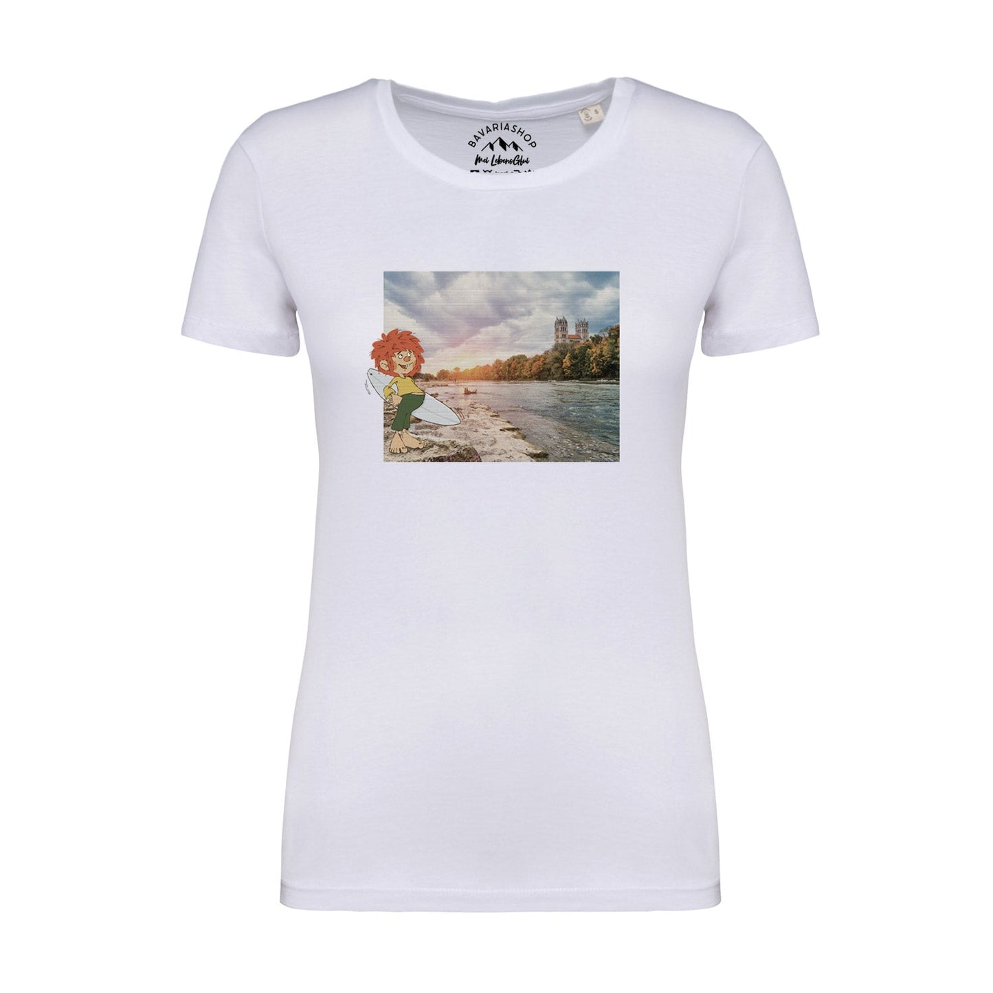 Â®Pumuckl Damen T-Shirt "Surfer-Kobold"
