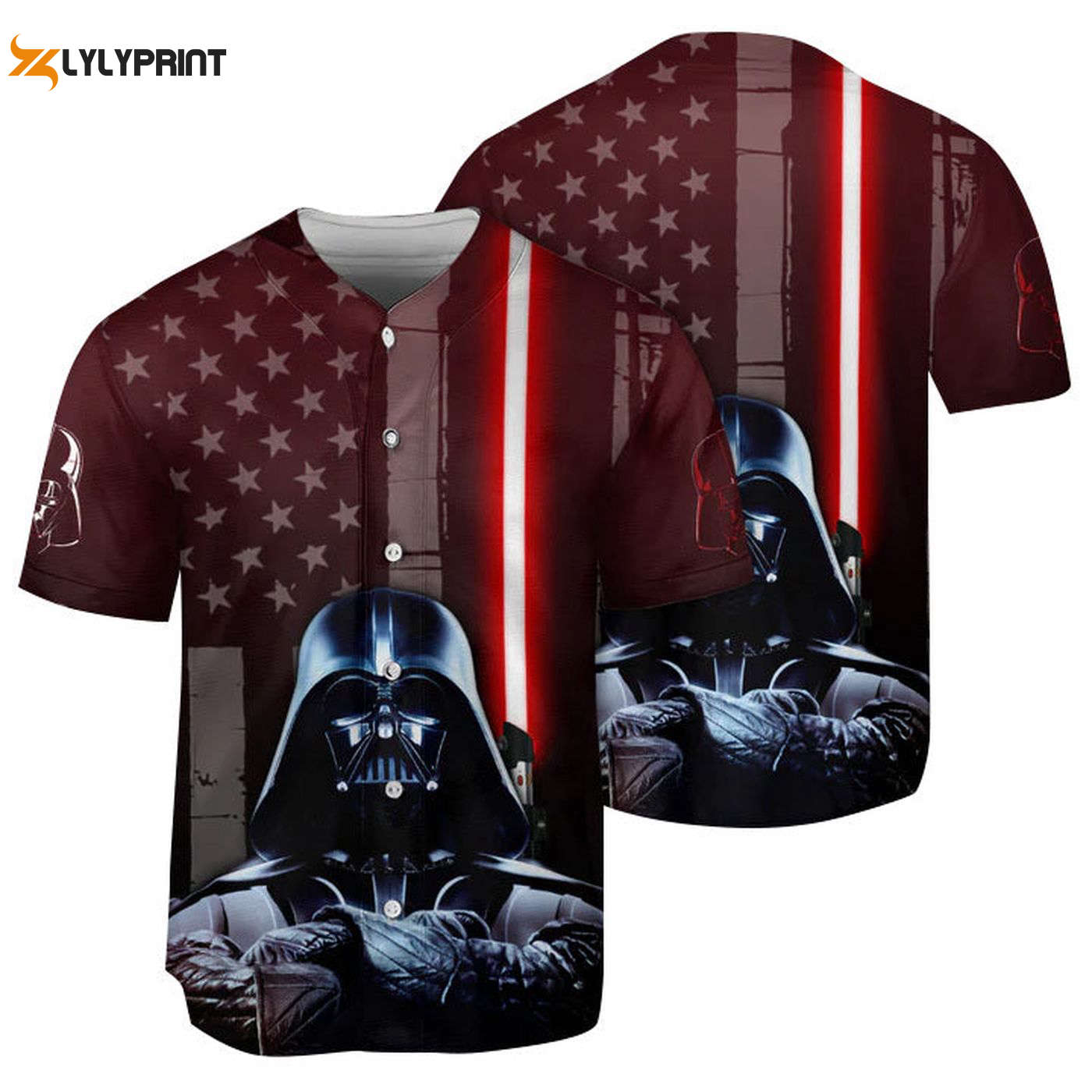 Darth Vader Lightsaber American Flag Baseball Jersey - Gift for Men Women - Gift for Men Women - lylyprint.com