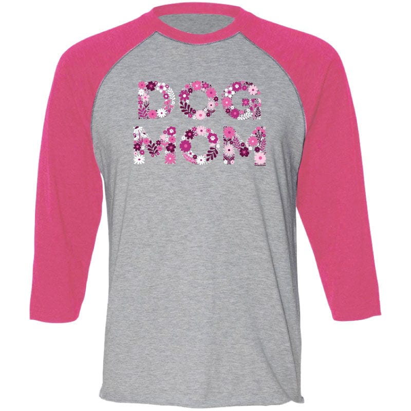 Dog Mom Flowers - Baseball T-Shirt