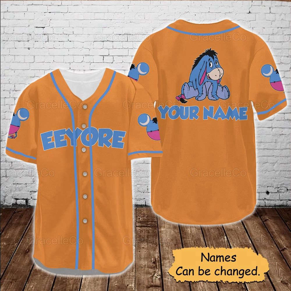 Eeyore Custom Baseball Jersey Shirt, Disney Eeyore Jersey Shirt, Disney Trip Baseball Shirt, Eeyore Donkey Disney Tee, Funny Disney Shirt. - Aopprinter