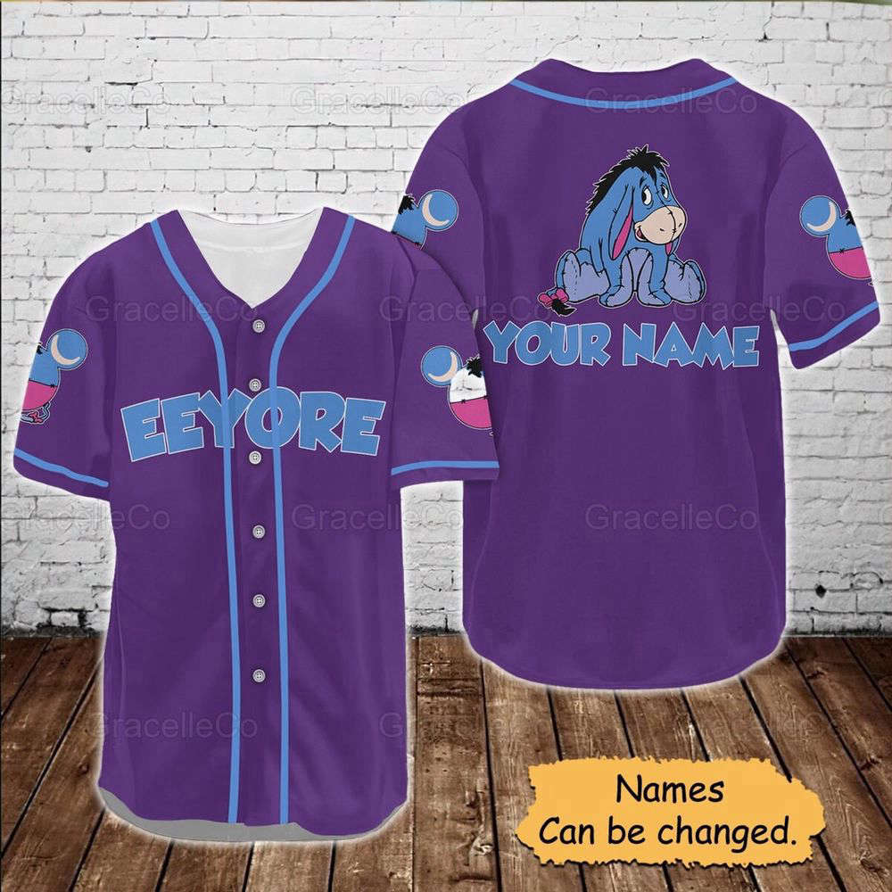 Eeyore Custom Baseball Jersey Shirt, Disney Eeyore Jersey Shirt, Disney Trip Baseball Shirt, Eeyore Donkey Disney Tee, Funny Disney Shirt. - Aopprinter