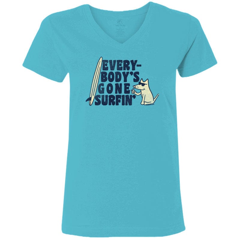Everybodys Gone Surfin  - Ladies T-Shirt V-Neck
