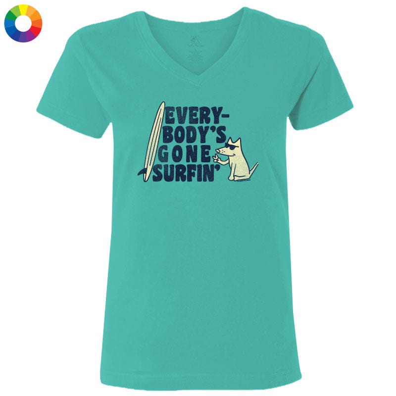 Everybodys Gone Surfin  - Ladies T-Shirt V-Neck