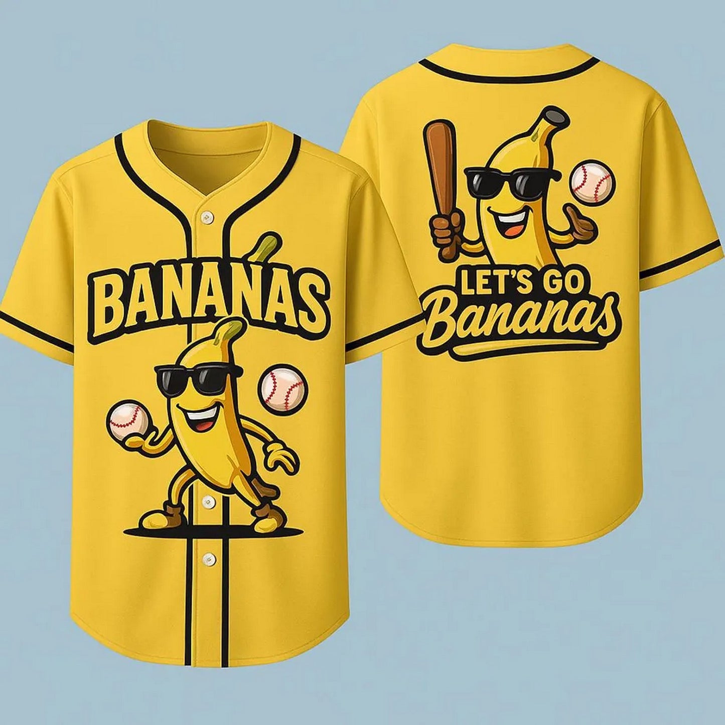Funny Banana Let's Go Bananas Yellow Baseball Jersey