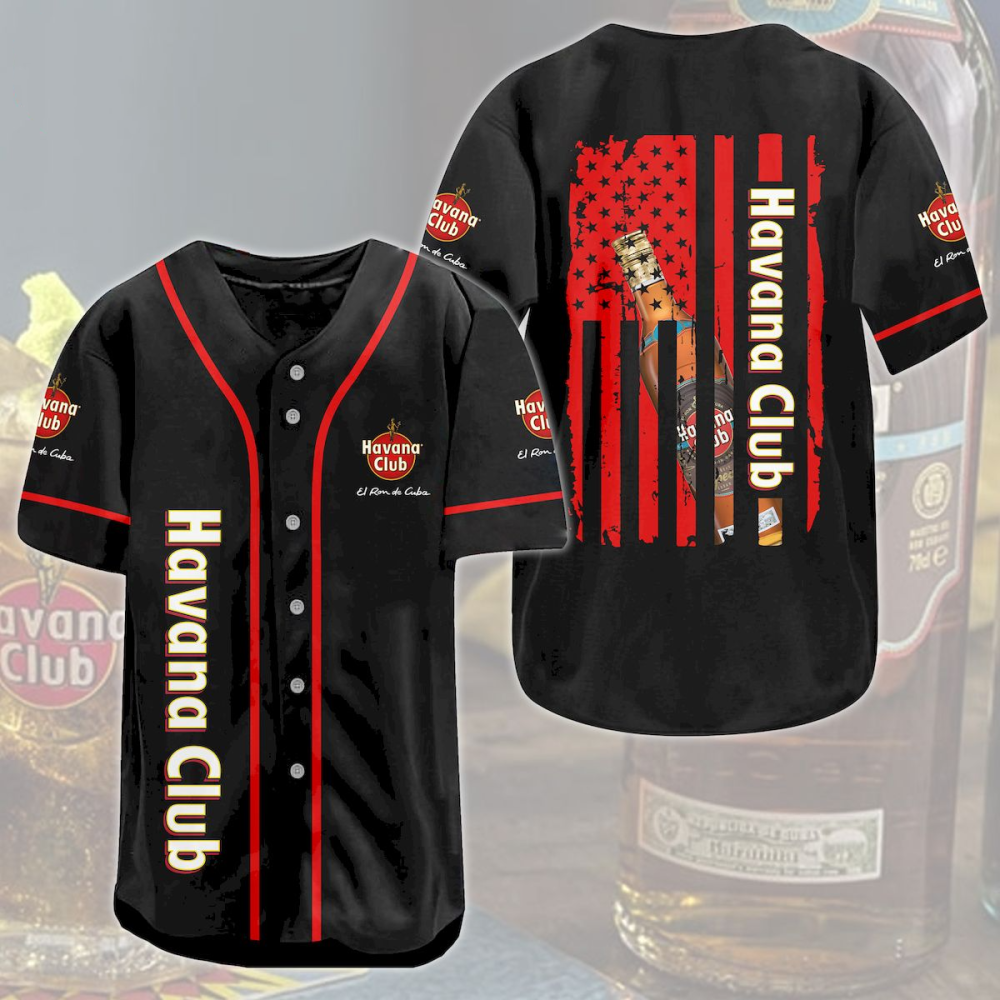 Havana Club American Flag Baseball Jersey: Stylish Patriotic Apparel - Aopprinter