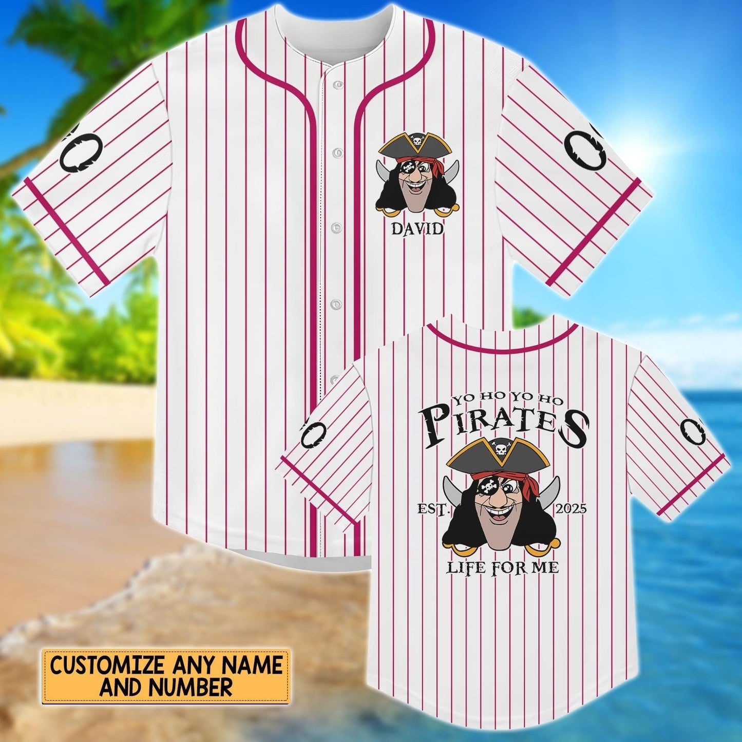 Custom Pirate Baseball Jersey, Funny Captain Jersey Shirt, Matching Family Vacation Outfit, Disney Inspired Gift Idea, Baseball Kids