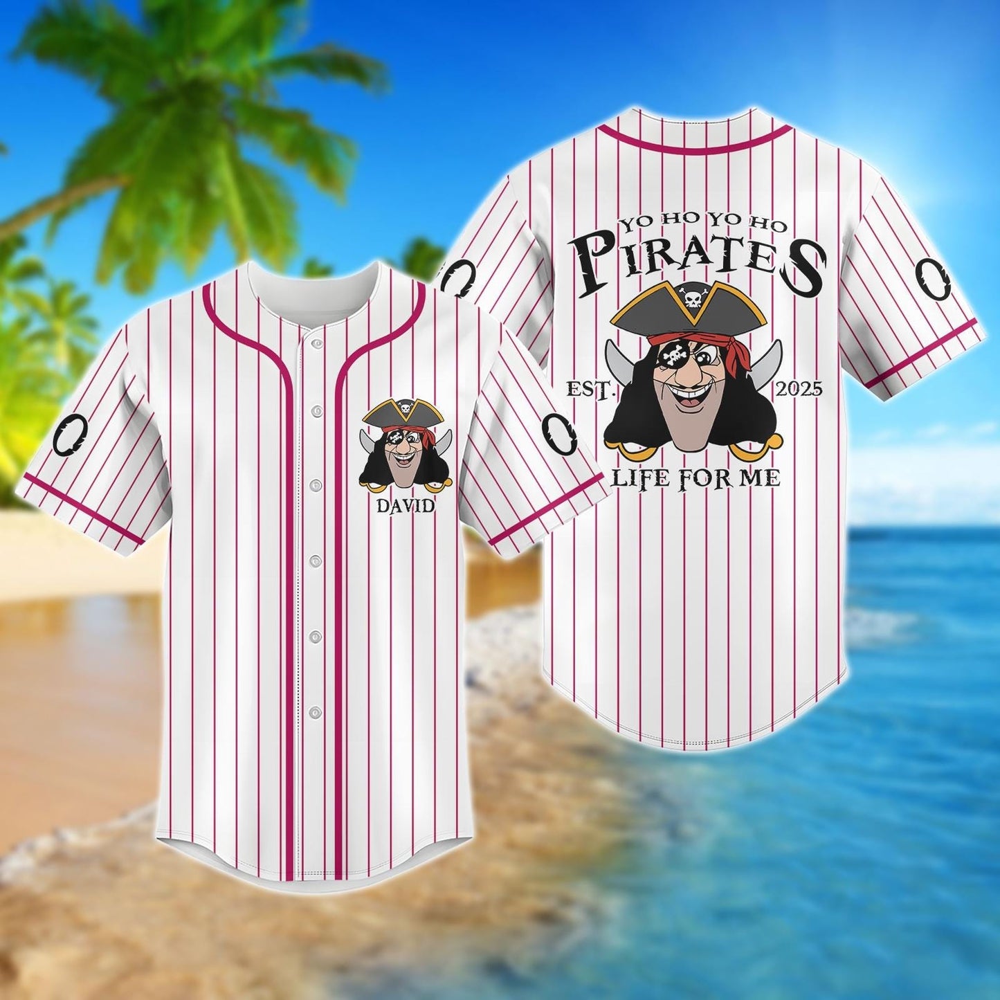 Custom Pirate Baseball Jersey, Funny Captain Jersey Shirt, Matching Family Vacation Outfit, Disney Inspired Gift Idea, Baseball Kids