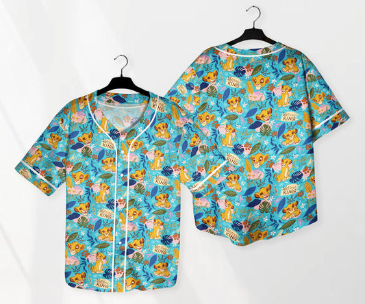 Simba Jersey Shirt The Lion King Baseball Jersey Shirt Funny Jersey Shirt Summer Tropical Shirt Simba Shirt Gifts