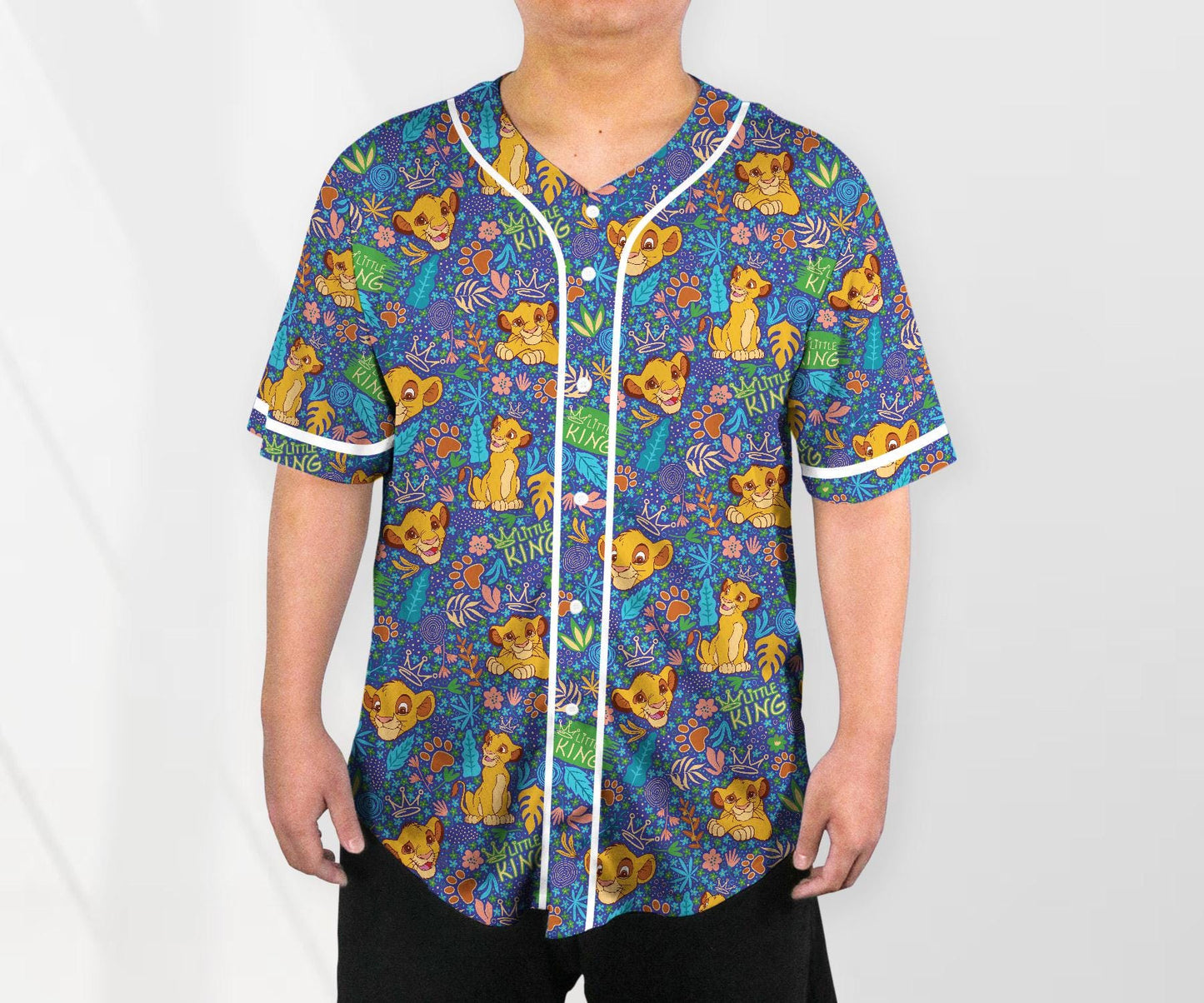 Simba Jersey Shirt Lion King Baseball Jersey Shirt Funny Simba Baseball Jersey Summer Tropical Shirt Simba Shirt Gifts