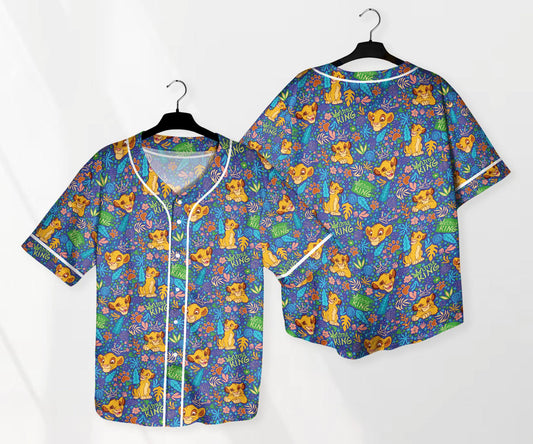 Simba Jersey Shirt Lion King Baseball Jersey Shirt Funny Simba Baseball Jersey Summer Tropical Shirt Simba Shirt Gifts
